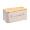 Hello Honey® 11.75" Cream Metal Bread Bin with Bamboo Lid